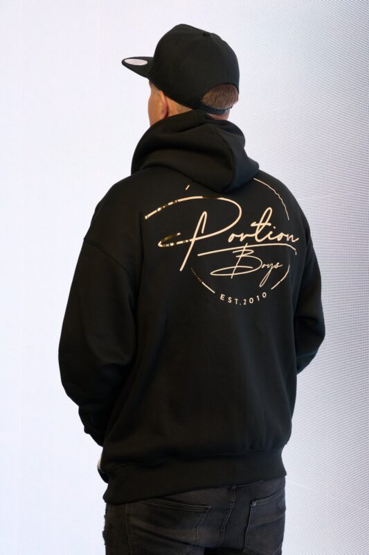 Portion Boys huppari 2026, musta, kultainen logo