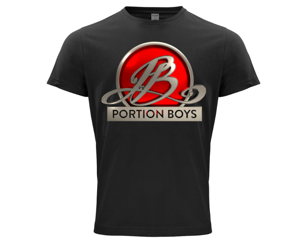 Portion Boys Miesten T-paita Logolla, Musta