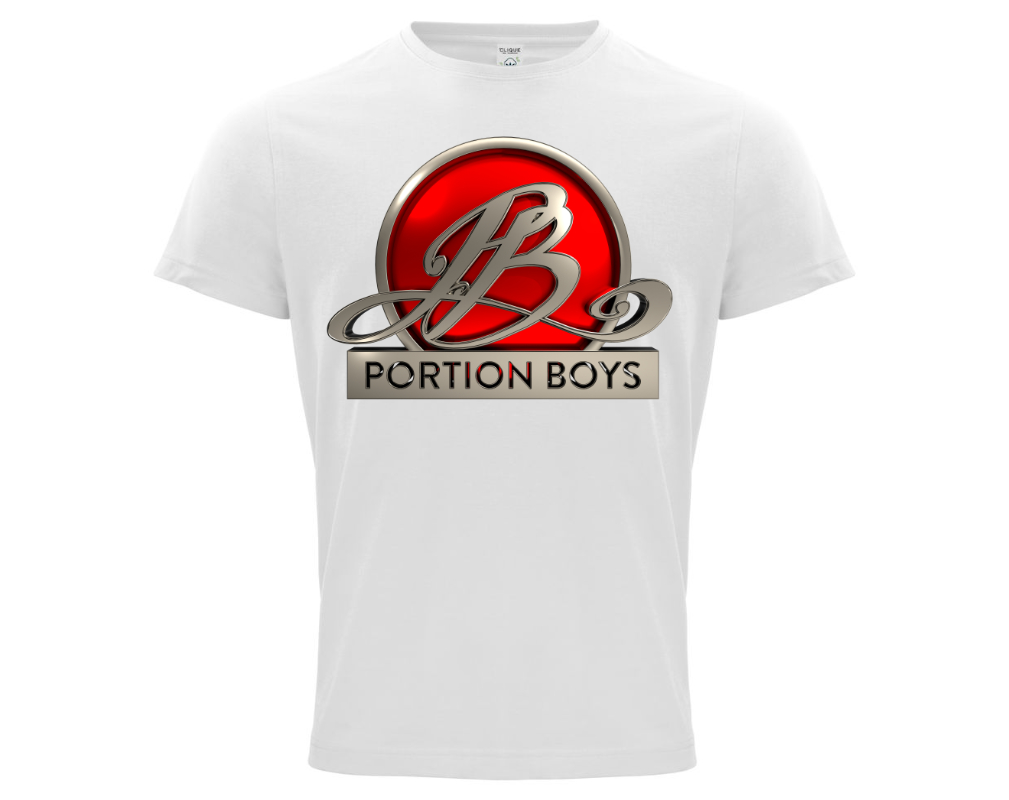 Portion Boys Miesten T-paita Logolla, Valkoinen