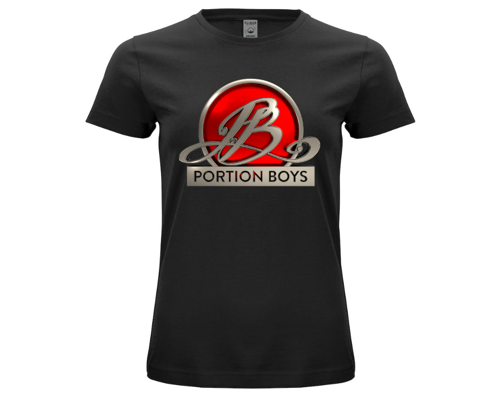 Portion Boys Naisten T-paita Logolla, Musta