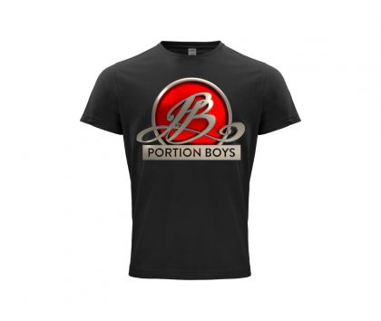 Portion Boys Miesten T-paita Logolla, Musta