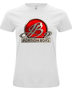 Portion Boys Naisten T-paita Logolla, Valkoinen