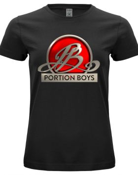 Portion Boys Naisten T-paita Logolla, Musta