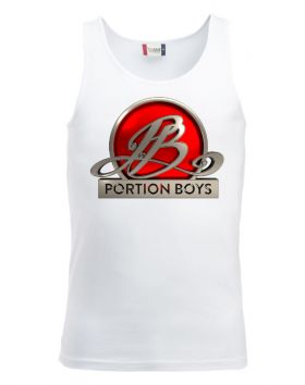 Portion Boys Miesten Hihaton Paita Logolla, Valkoinen